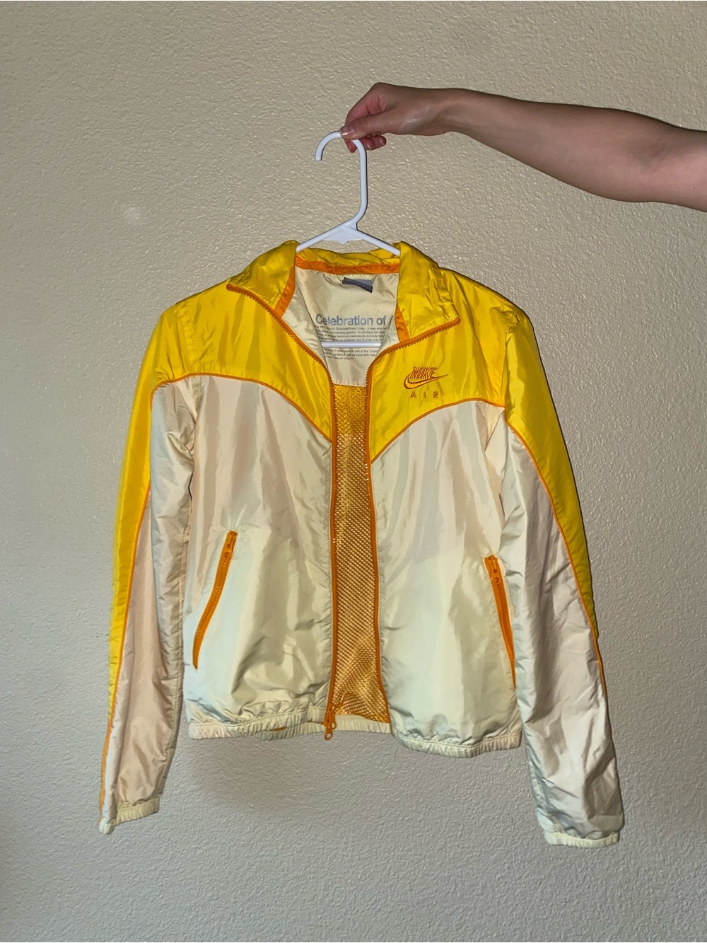 Nike Yellow and Cream Windbreaker Jacket - A Celebration of Air